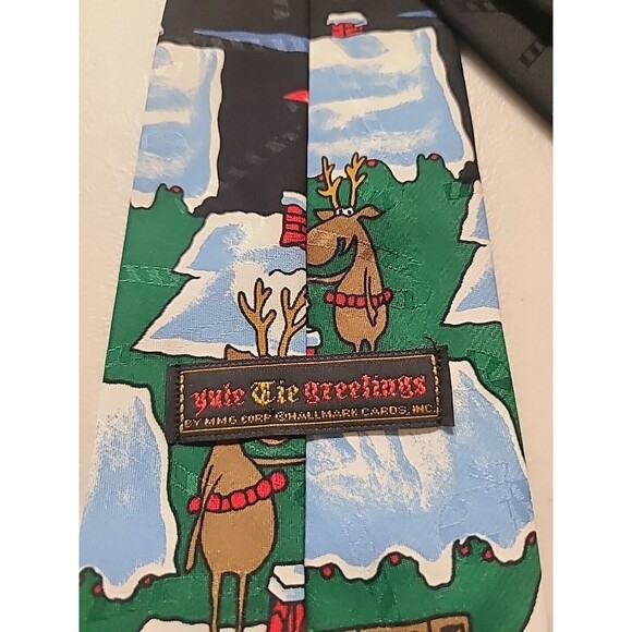 VTG HALLMARK "YULE TIE GREETINGS" SANTA CLAUS GOLFING XMAS NECKTIE TIE RARE - Picture 4 of 4
